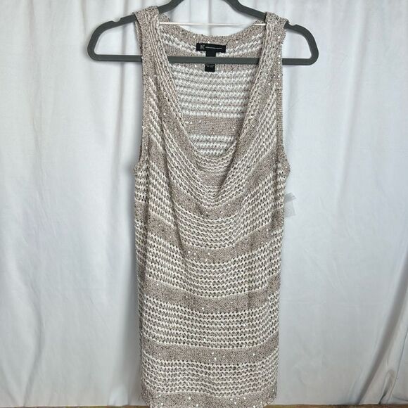 NWOT INC International Concepts Cowl Neck Loose-knit Sparkle Tank Sweater - M - Picture 1 of 8